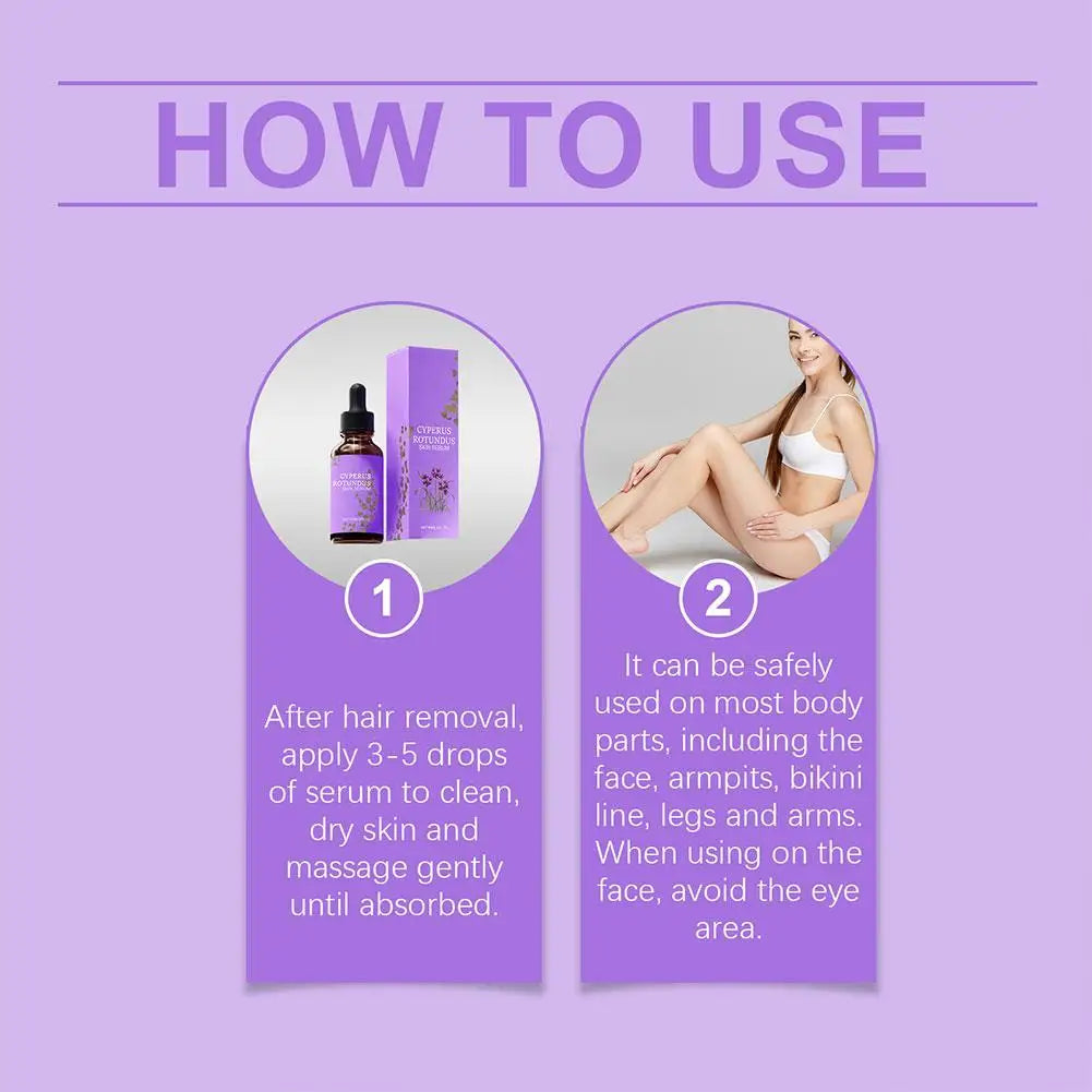 Cyperus Rotundus Skin Serum Natural Hair Removal Oil Non-Irritating Safe Women Body Hair Removal Liquid Hair Growth Inhibitor
